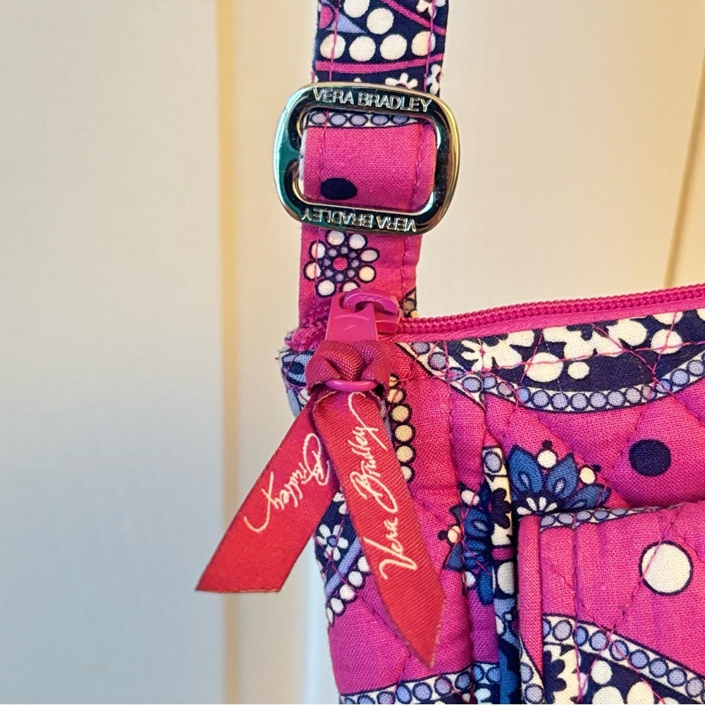 VERA BRADLEY Lizzy Boysenberry Crossbody Purse Organizer Wallet Handbag Pink - Picture 12 of 14